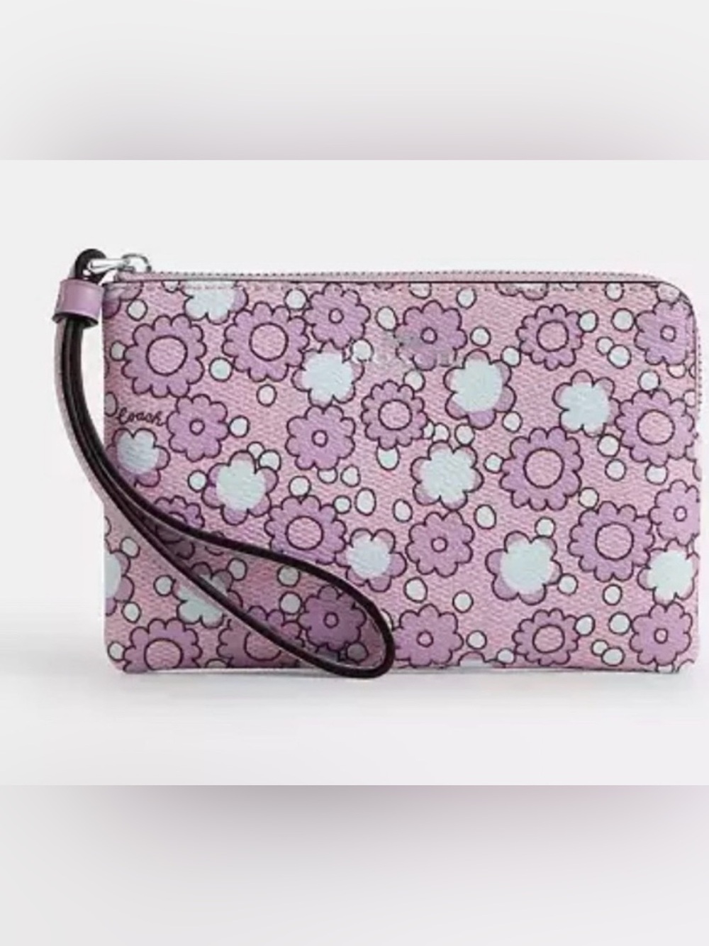 Coach Corner Zip Pink Floral
Wristlet New no tag .